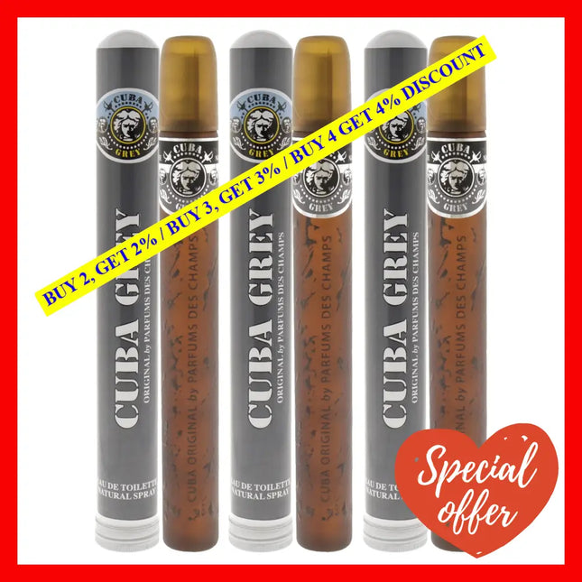 Cuba Grey By For Men - 1.17 Oz Edt Spray Pack Of 3