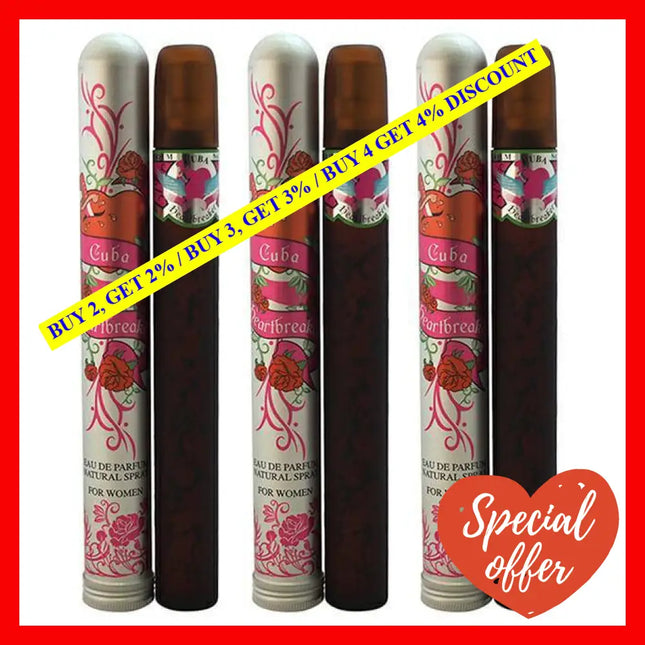 Cuba Heartbreaker By For Women - 1.17 Oz Edp Spray Pack Of 3