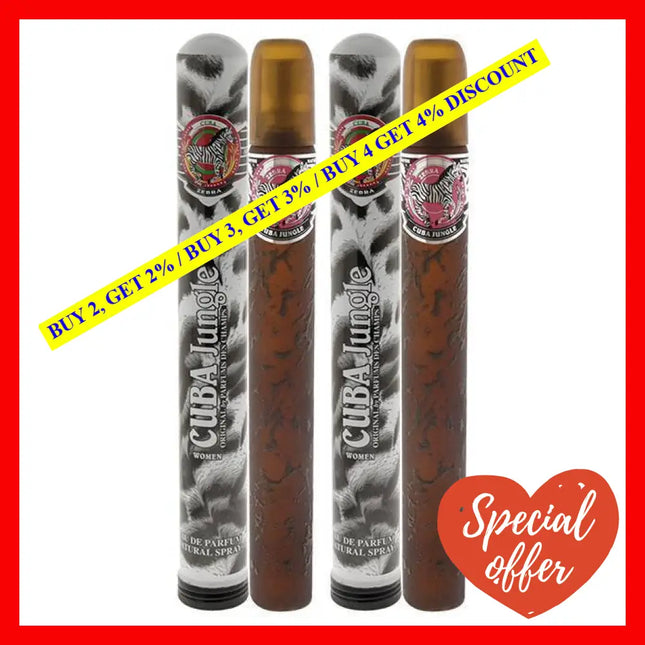 Cuba Jungle Zebra By For Women - 1.17 Oz Edp Spray Pack Of 2