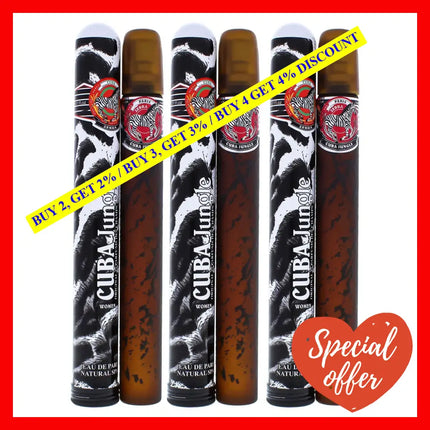 Cuba Jungle Zebra By For Women - 1.17 Oz Edp Spray Pack Of 3