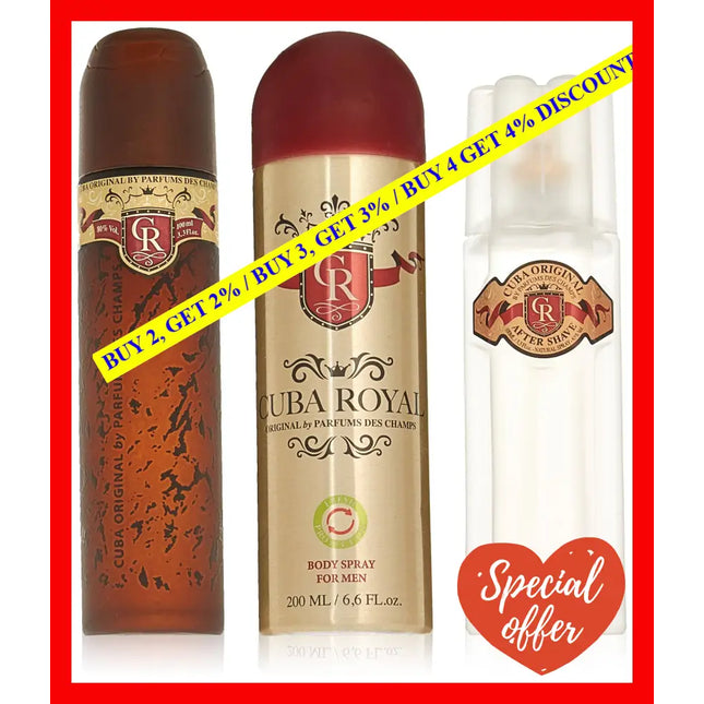 Cuba Royal By For Men - 3 Pc Gift Set 3.3Oz Edt Spray 6.7Oz Body After Shave