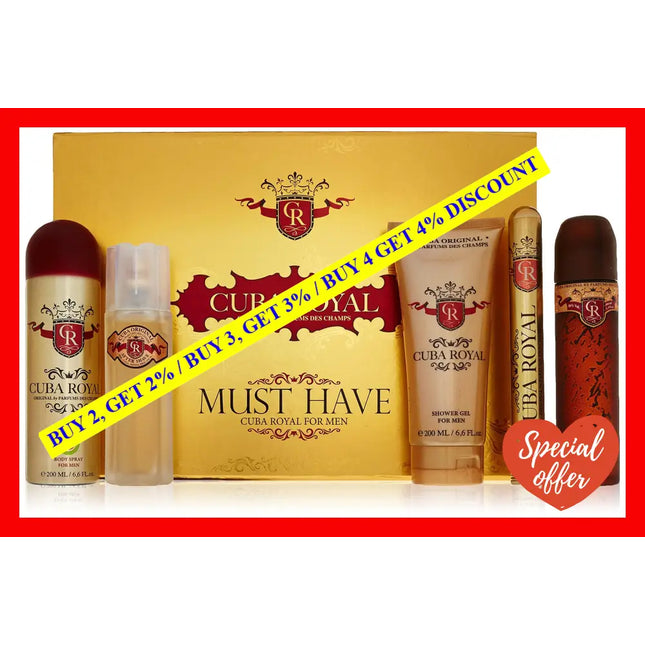 Cuba Royal By For Men - 5 Pc Gift Set 3.4Oz Edt Spray 1.17Oz 6.6Oz Shower Gel 3.3Oz After Shave Body