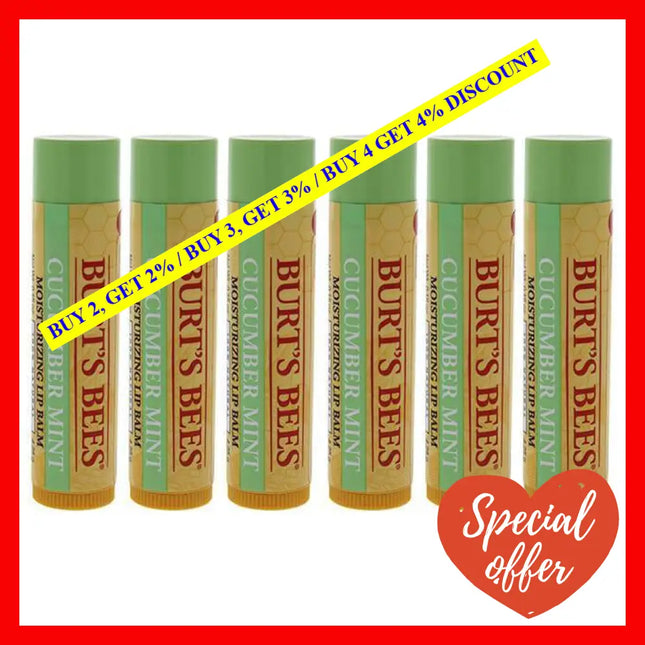 Cucumber Mint Moisturizing Lip Balm By Burts Bees For Women - 0.15 Oz Pack Of 6