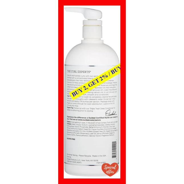 Curl Immersion Low-Lather Coconut Cleansing Conditioner By Ouidad For Unisex - 16 Oz