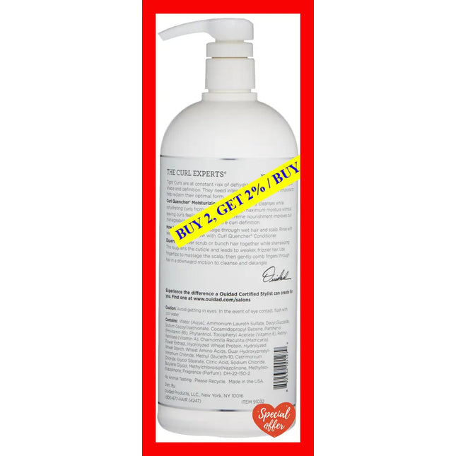 Curl Quencher Moisturizing Shampoo By Ouidad For Unisex - 33.8 Oz