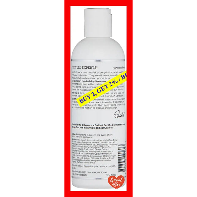 Curl Quencher Moisturizing Shampoo By Ouidad For Unisex - 8.5 Oz