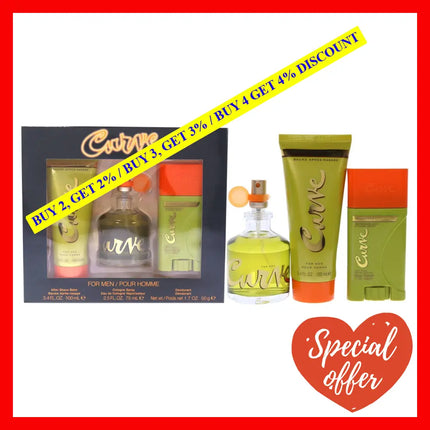 Curve By Liz Claiborne For Men - 3 Pc Gift Set 2.5Oz Edc Spray 3.4Oz After Shave Balm 1.7Oz