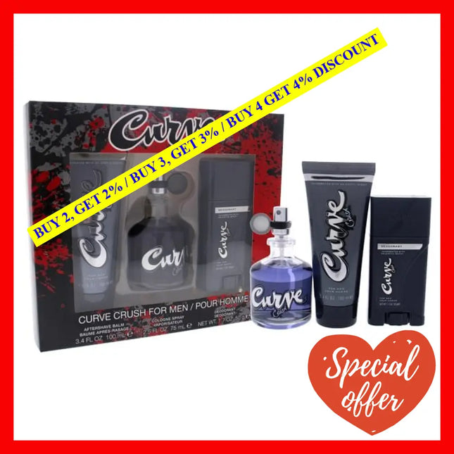 Curve Crush By Liz Claiborne For Men - 3 Pc Gift Set 2.5Oz Edc Spray 3.4Oz After Shave Balm 1.7Oz