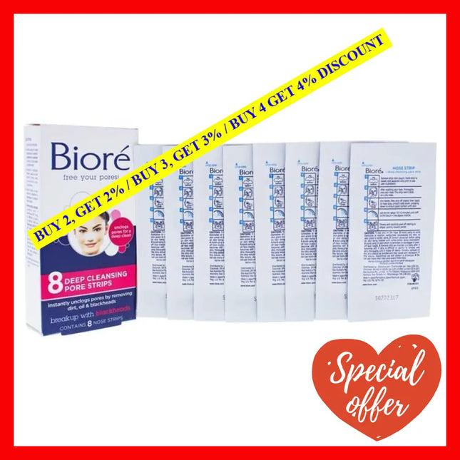 Deep Cleansing Pore Strips By Biore For Unisex - 8 Pc
