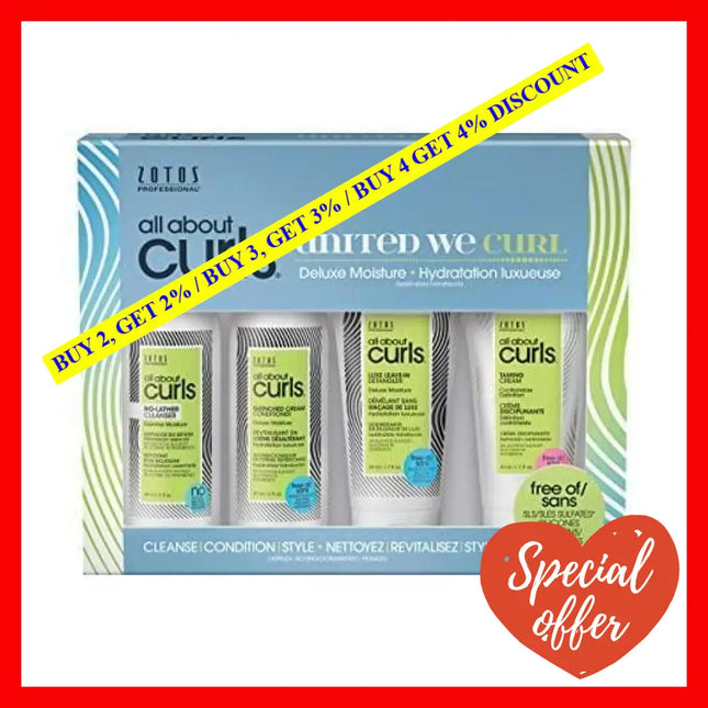 Deluxe Moisture Kit By All About Curls For Unisex - 4 Pc 3Oz No-Lather Cleanser Quenched Cream