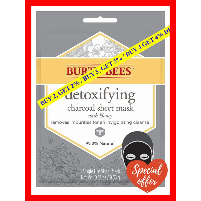 Detoxifying Charcoal Sheet Mask By Burts Bees For Unisex - 0.33 Oz