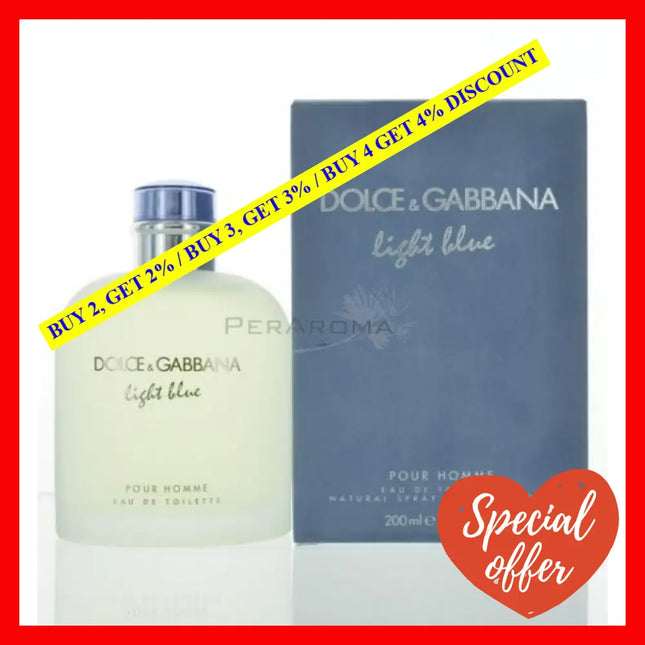 Dolce And Gabbana Light Blue For Men Eau De Toilette 6.7 Oz 200 Ml Spray