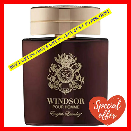 English Laundry Windsor For Men Eau De Parfum 3.4 Oz 100 Ml Spray