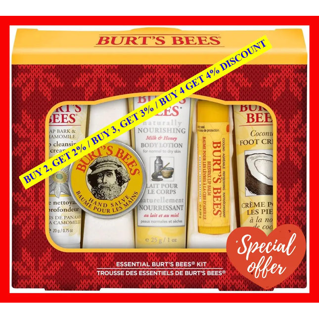 Essential Burts Bees Kit By For Women - 5 Pc 1Oz Body Lotion With Milk & Honey 0.3Oz Hand Salve