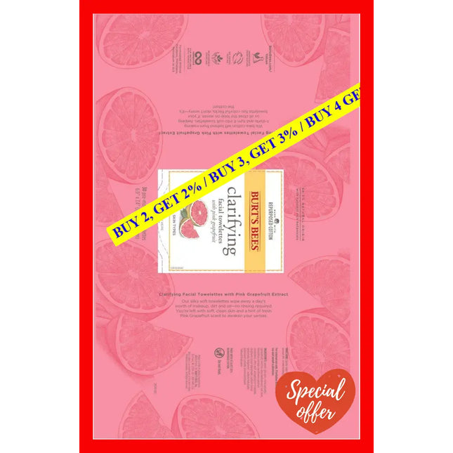 Facial Cleansing Towelettes - Pink Grapefruit By Burts Bees For Unisex 30 Count