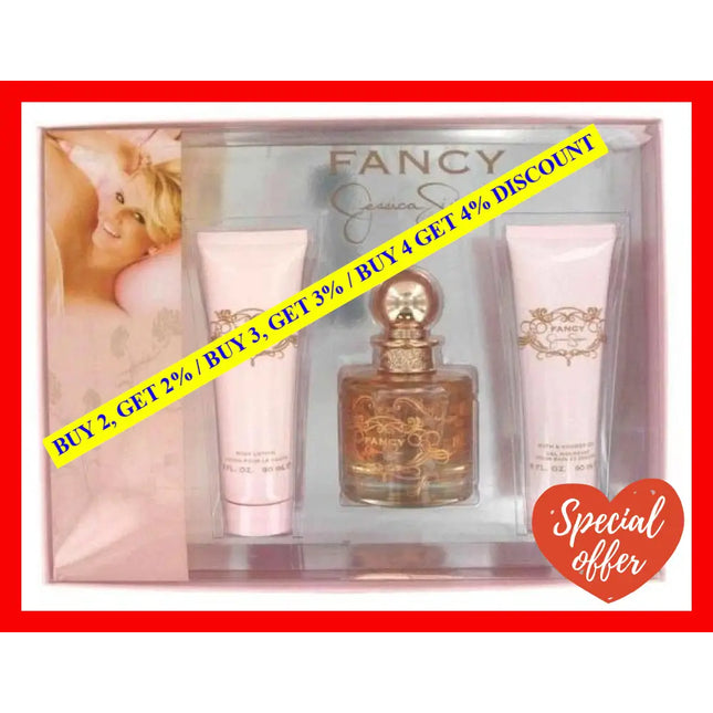 Fancy By Jessica Simpson For Women - 3 Pc Gift Set 3.4Oz Edp Spray 3Oz Body Lotion Bath & Shower Gel