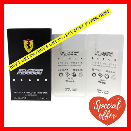 Ferrari Black Fragrance Refill For Hard Case By For Men - 2 X 0.8 Oz Edt Spray (Refill)