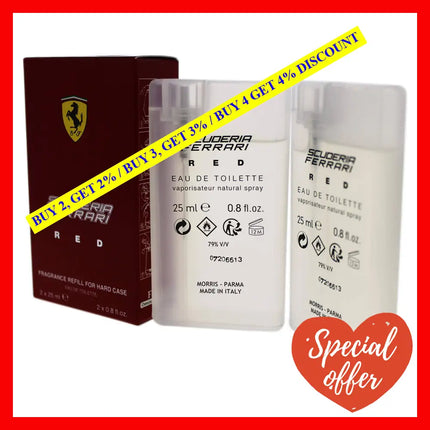 Ferrari Red Fragrance Refill For Hard Case By For Men - 2 X 0.8 Oz Edt Spray (Refill)