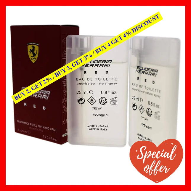 Ferrari Red Fragrance Refill For Hard Case By For Men - 2 X 0.8 Oz Edt Spray (Refill)