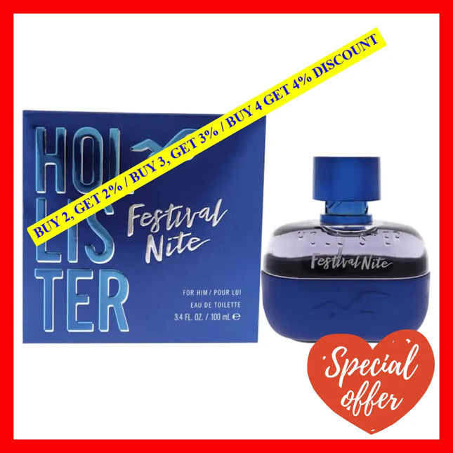 Festival Nite By Hollister For Men - 3.4 Oz Edt Spray