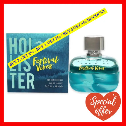 Festival Vibes By Hollister For Men - 3.4 Oz Edt Spray