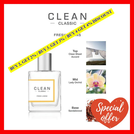 Fresh Linens By Clean - 2.1 Oz Edp Spray