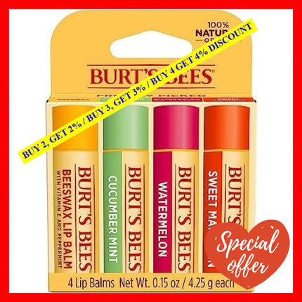 Freshly Picked Moisturizing Lip Balm Blister Pack By Burts Bees For Unisex - 4 X 0.15 Oz Watermelon