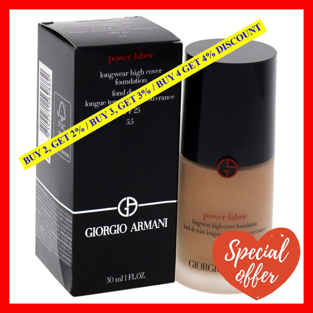 Giorgio Armani Power Fabric Longwear High Cover Foundation Spf 25 # 5.5 Medium Neutral 30 Ml