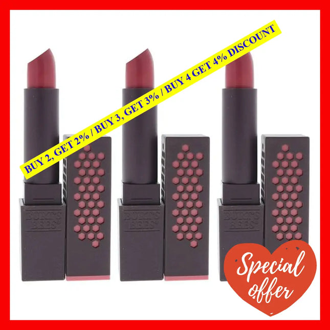 Glossy Lipstick - 516 Rose Falls By Burts Bees For Women 0.12 Oz Pack Of 3