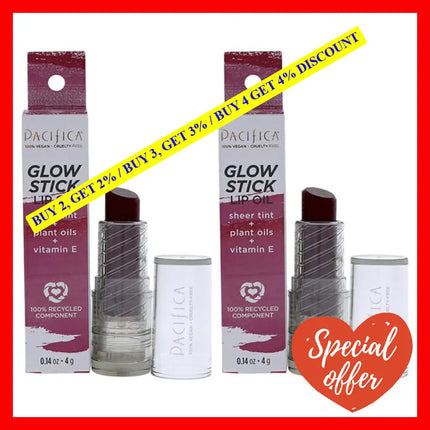 Glow Stick Lip Oil - Crimson Crush By Pacifica For Women 0.14 Oz Pack Of 2