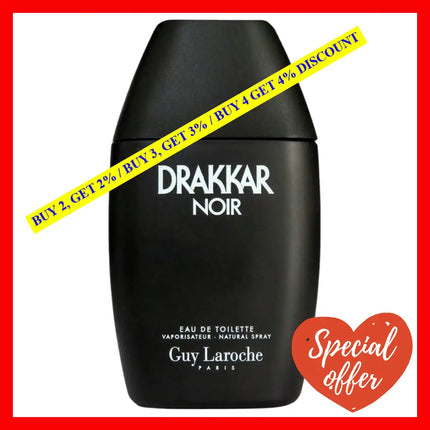 Guy Laroche Drakkar Noir For Men Eau De Toilette 3.3 Oz 100 Ml Spray