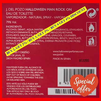 Halloween Man Rock On By J. Del Pozo For Men - 4.2 Oz Edt Spray