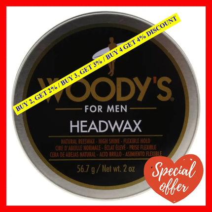 Headwax Natural Beeswax By Woodys For Men - 2 Oz Pomade