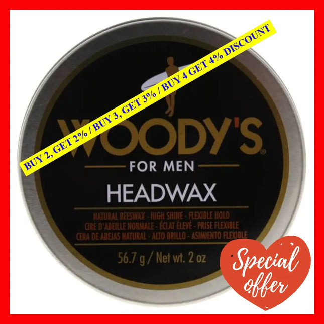 Headwax Natural Beeswax By Woodys For Men - 2 Oz Pomade