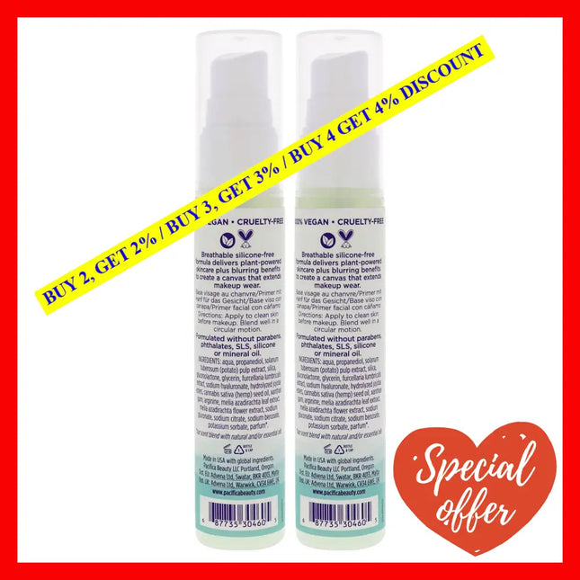 Hemp Blur Pore Balancing Primer By Pacifica For Women - 0.8 Oz Pack Of 2