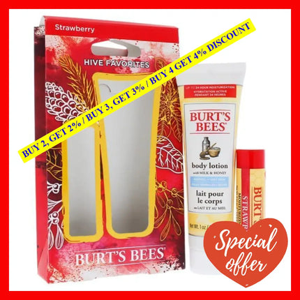 Hive Favorites Strawberry Kit By Burts Bees For Unisex - 2 Pc 0.15Oz Moisturizing Lip Balm 1Oz Body