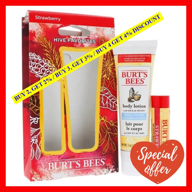 Hive Favorites Strawberry Kit By Burts Bees For Unisex - 2 Pc 0.15Oz Moisturizing Lip Balm 1Oz Body