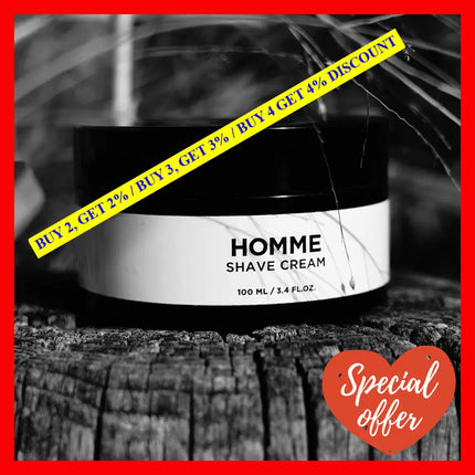 Homme Shave Cream Designed For Men - Infused With Green Tea Promotes Smoothness And Prevents Skin