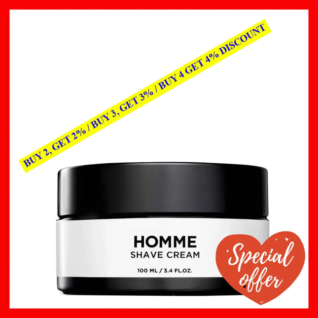 Homme Shave Cream Designed For Men - Infused With Green Tea Promotes Smoothness And Prevents Skin