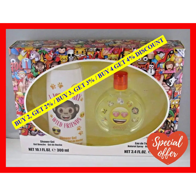 I Love My Wild Friends By Emoji For Kids - 2 Pc Gift Set 3.4Oz Edt Spray 10.1Oz Shower Gel