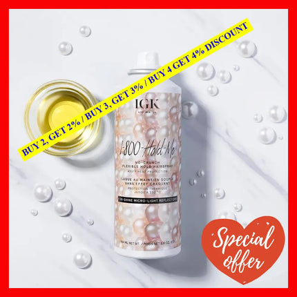 Igk 1-800-Hold-Me No Crunch Flexible Hairspray 5 Oz Packaging May Vary