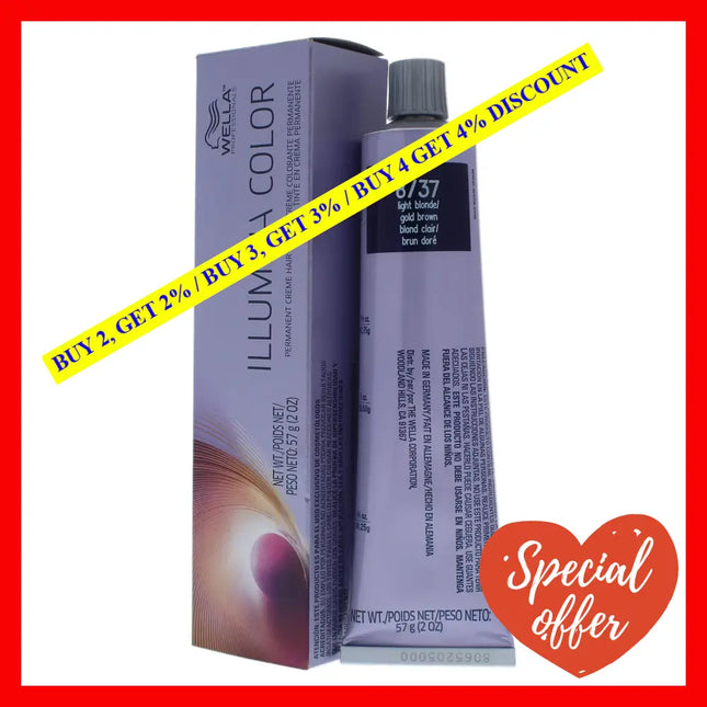 Illumina Color Permanent Creme Hair - 8 37 Light Blonde-Gold Brown By Wella For Unisex 2 Oz