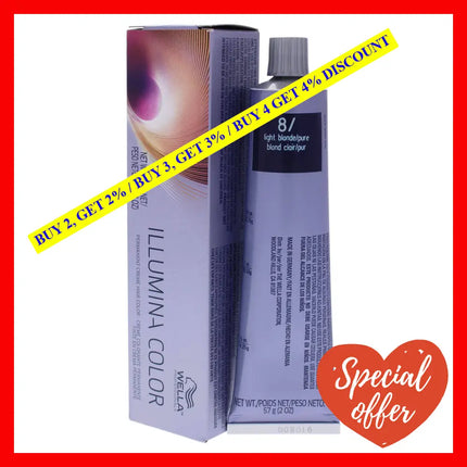 Illumina Color Permanent Creme Hair - 8 Light Blonde-Neutral By Wella For Unisex 2 Oz