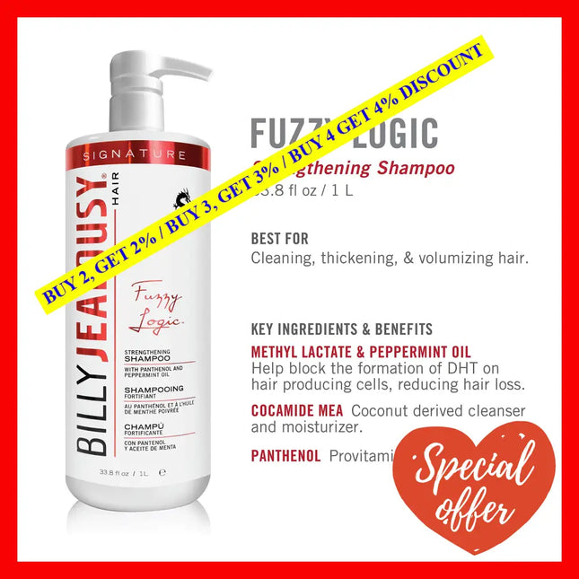 Industrial Size Fuzzy Logic Shampoo By Billy Jealousy For Men - 33.8 Oz