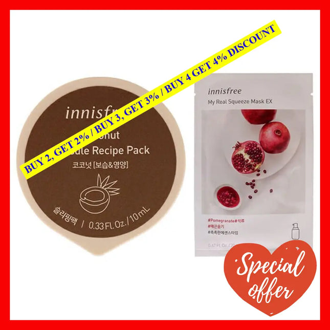 Innisfree Mask - Pomegranate And Coconut Kit By For Unisex 2 Pc 0.67Oz My Real Squeeze 0.33Oz
