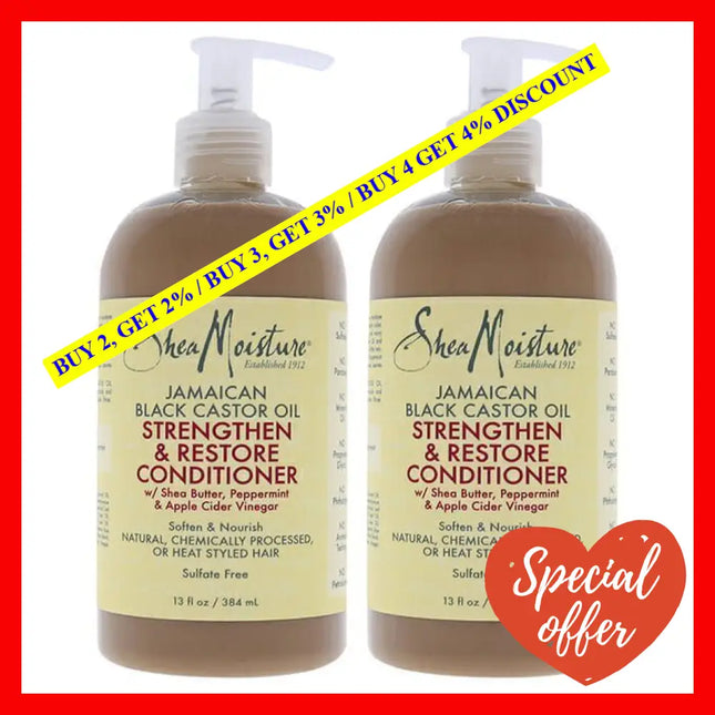 Jamaican Black Castor Oil Grow And Restore Rinse Out Conditioner - Pack Of 2 By Shea Moisture For