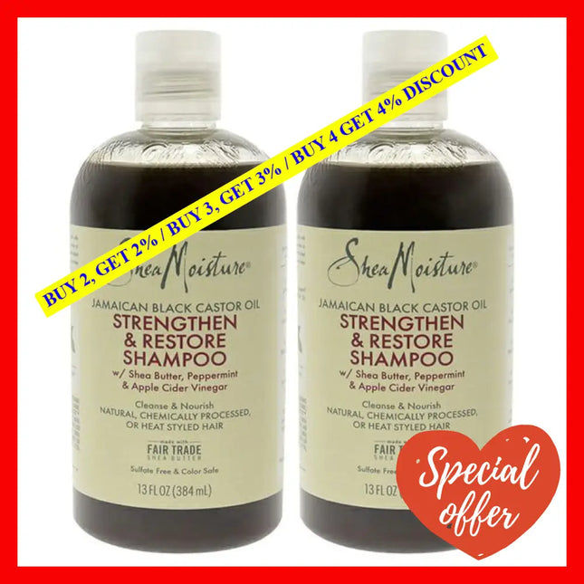 Jamaican Black Castor Oil Strengthen Grow And Restore Shampoo - Pack Of 2 By Shea Moisture For