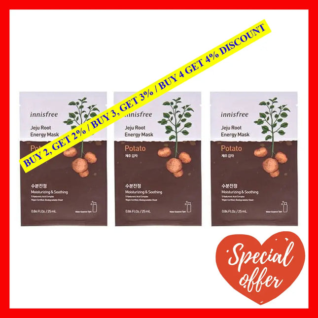 Jeju Root Energy Mask - Potato By Innisfree For Unisex 0.84 Oz Pack Of 3