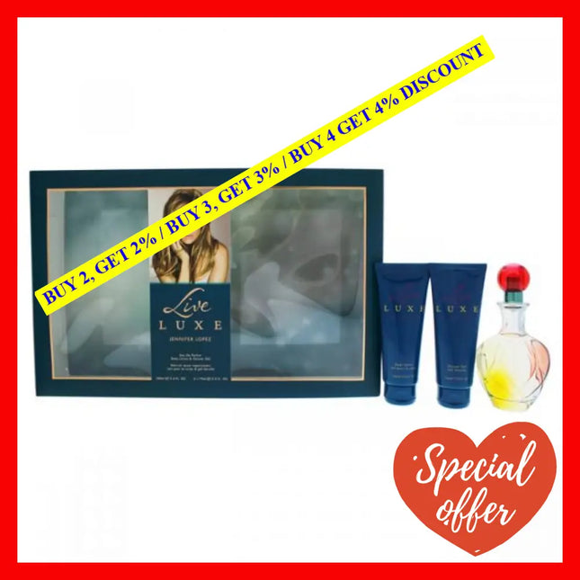 Jennifer Lopez Live Luxe 3 Pc Gift Set By For Women - Pc 3.4Oz Edp Spray 2.5Oz Shower Gel Body