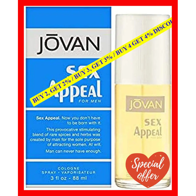 Jovan Sex Appeal By For Men - 3 Oz Cologne Spray